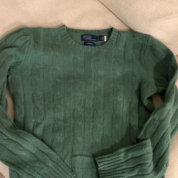 Polo by Ralph Lauren Cashmere Forest Green Knit Sweater Small - Picture 2 of 2